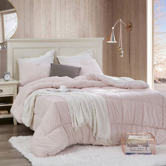 Saray Home Duvet Cover Set Queen 220x240cm Plush Powder 3pcs 180 GSMGsm