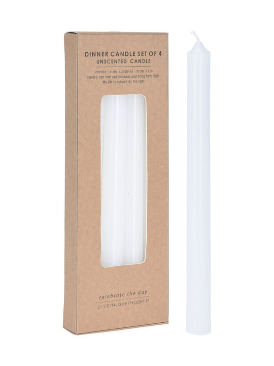 Koopman Decorative Candle Taper White 4pcs