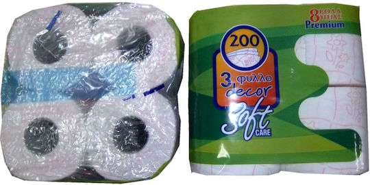 Softcare Toilettenpapier 8 Rollen 3 Blätter (124gr/Rolle)