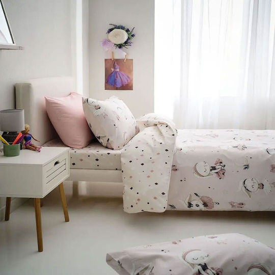 Vesta Home Ballarina Комплект Детска Завивка Единична с Калъфка Памучна Розова 170x240см