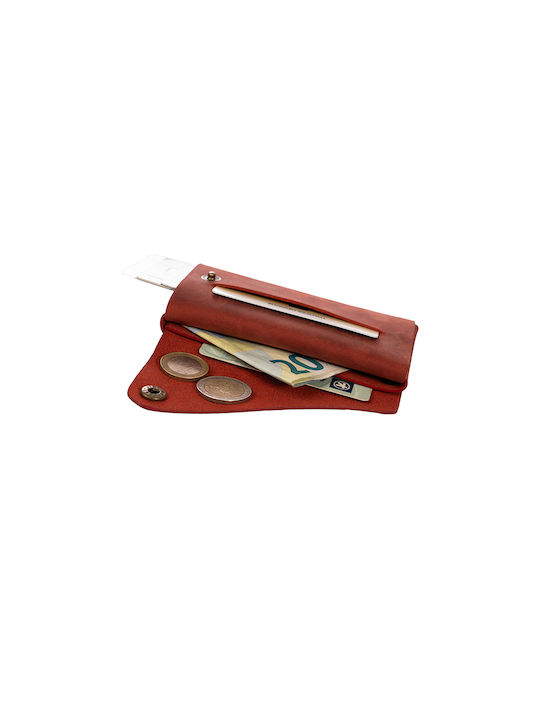 Gk Shoes Men's Leather Card Wallet Red