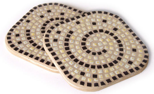 Mosaic Suporturi pentru pahare Lemn Alb 4buc