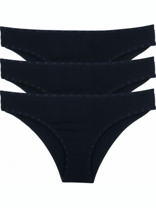 Βαμβακερά Γυναικεία Slip 3Pack Μαύρο