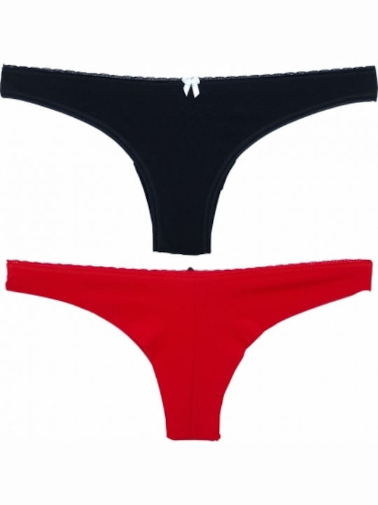 Βαμβακερά Γυναικεία Brazil 2Pack χωρίς Ραφές Κόκκινο