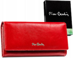 Pierre Cardin Μεγάλο Δερμάτινο Γυναικείο Πορτοφόλι Καρτών Κόκκινο