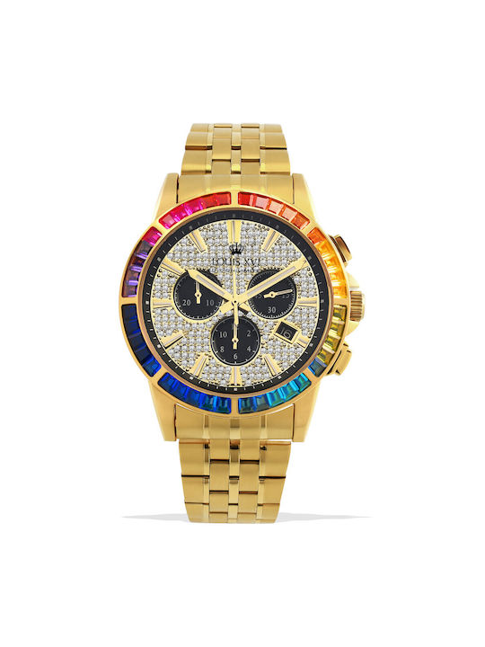 Louis XVI Men's Watch 43mm Chronograph Battery with Gold Metal Bracelet