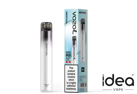 Vozol Neon 800 Țigară Electronică De Unică Folosință 800 Inhalări Menthol 2ml 20mg Alb