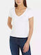 Tommy Hilfiger Women's T-shirt with V Neckline White