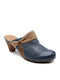 Mules with Chunky High Heel in Navy Blue Color