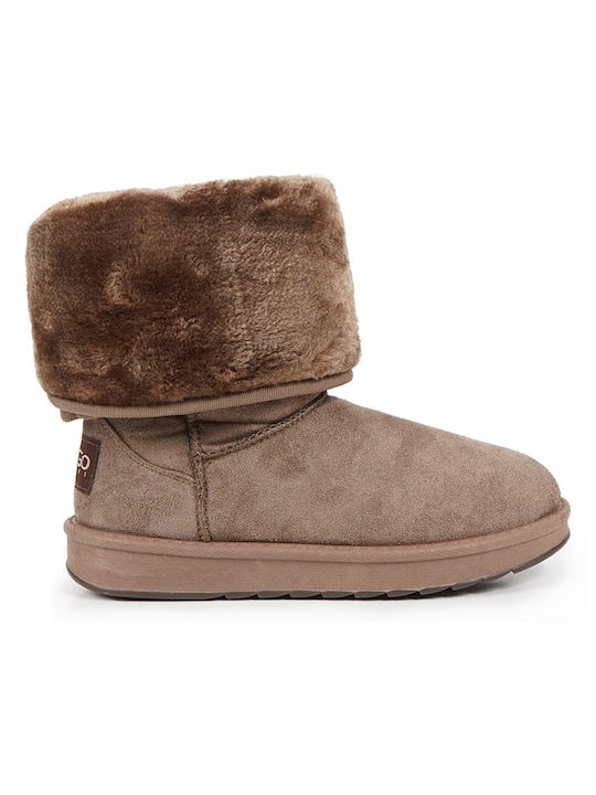 Piazza Shoes Suede Women's Ankle Boots with Fur Brown