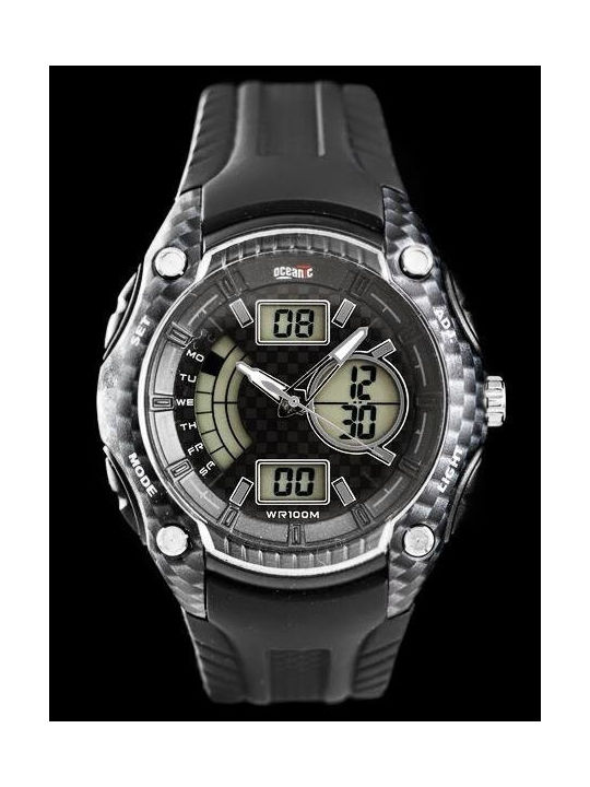 Oceanic Digital Watch Chronograph Battery in Black / Black Color