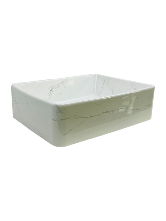 Gloria Lungo-como Επικαθήμενος Νιπτήρας Πορσελάνης 49x37.5x13.5cm Grey
