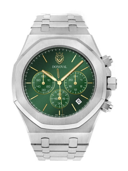 Donoval Women's Watch Chronograph with Silver Metal Bracelet