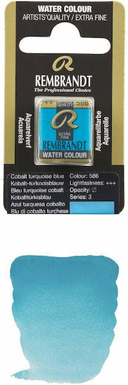 Royal Talens Κύβος Ακουαρέλας Rembrandt 586 Cobalt Turquoise Blue Νερομπογιές Τιρκουάζ