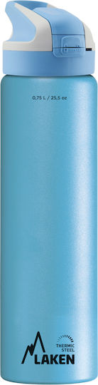 Laken Stopper Bottle Thermos Stainless Steel BPA Free 750ml Light Blue with Straw