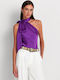 Ralph Lauren Women's Blouse Sleeveless with Tie Neck Purple