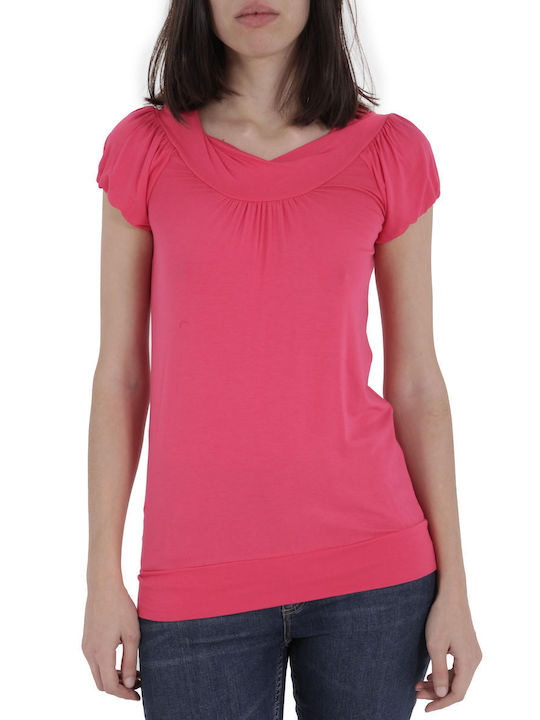 BCBG Maxazria Women's Blouse Short Sleeve Fuchsia