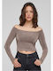 Women's Blouse Off-Shoulder Long Sleeve Gold
