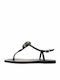 Leder Flache Sandalen für Damen in Schwarz Farbe