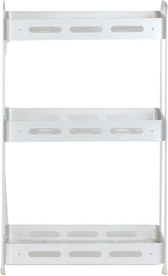 Viosarp An der Wand montiert Badezimmerregal Metallisch mit 3 Regalböden 33x16x57cm