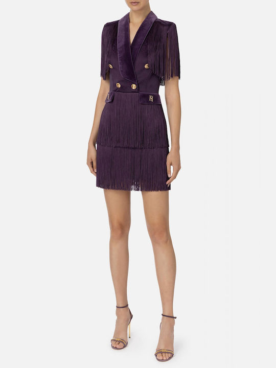 Elisabetta Franchi Mini Evening Dress Dark Purple