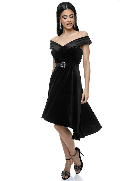 RichgirlBoudoir Midi Abendkleid Samt Schwarz