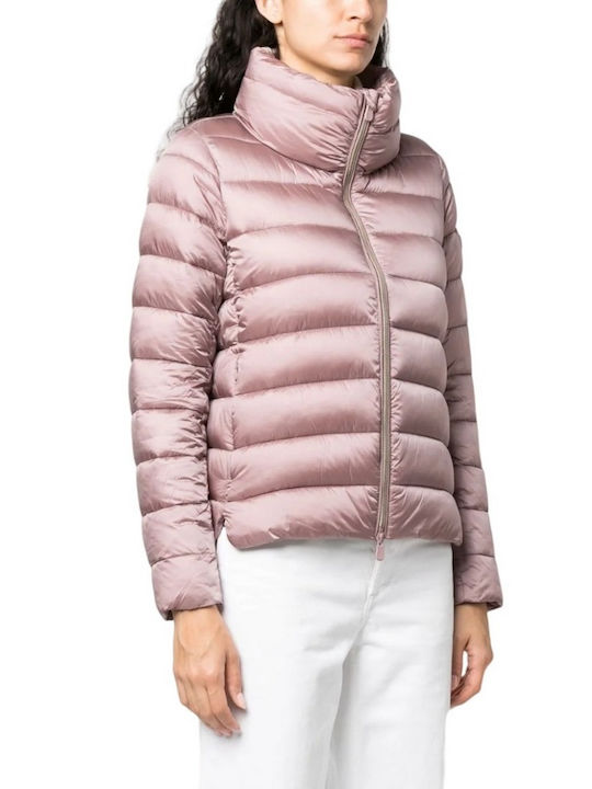 Save The Duck Women's Short Puffer Jacket for Winter Pink