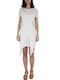 BCBG Maxazria Mini Φόρεμα με Βολάν WHITE
