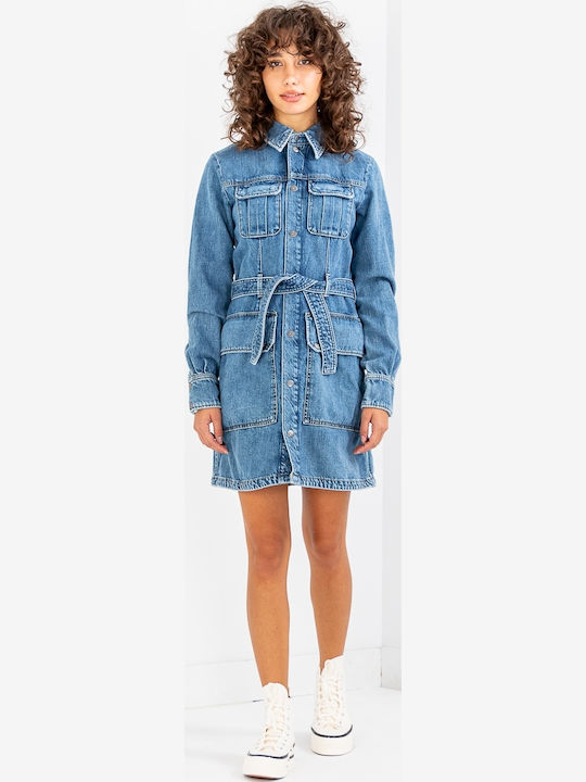 Mini Hemdkleid Kleid Blau
