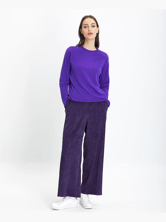 Diana Women's Corduroy Trousers in Wide Line Purple