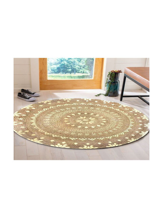 Χαλί Στρογγυλό Καλοκαιρινό από Γιούτα Natural Φ150cm