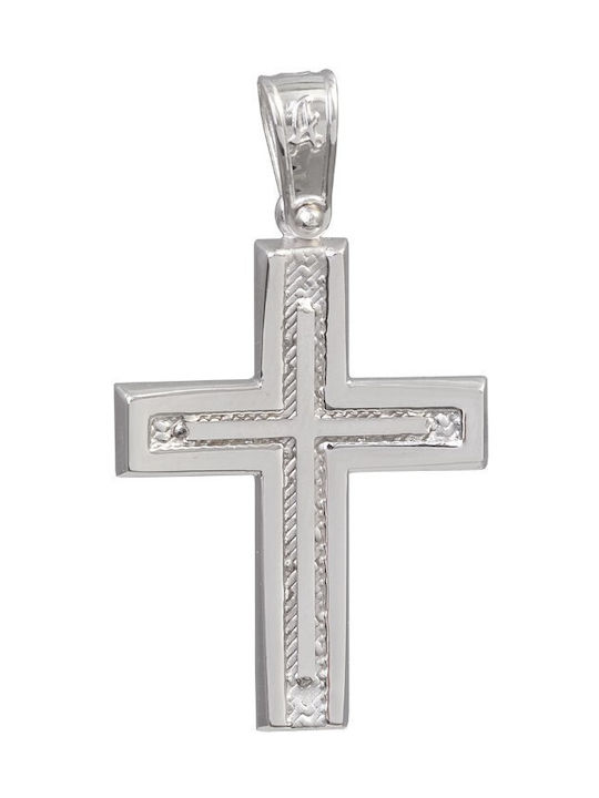 Men's White Gold Cross 14K