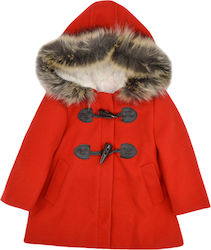 Extan Bebe Kids Coat with Lining & Hood Red