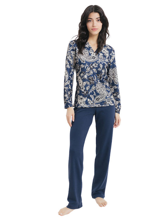 Giota Winter Damen Pyjama-Set Blue