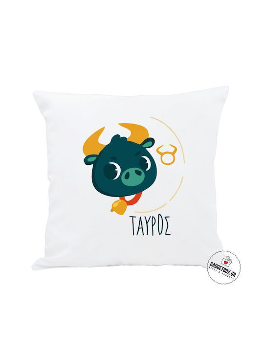 I-Total I-Total Throw Pillow Sofa Cushion Taurus Zodiac White 30x30cm
