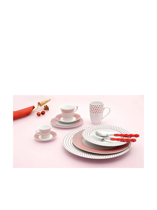 24home.gr Porcelain Tea Cup Set 250ml Red 6pcs