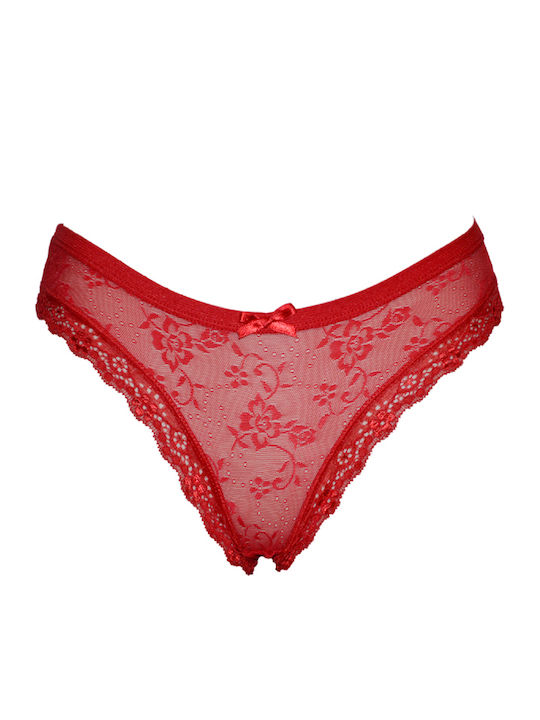 Papatya Ic Giyim Baumwolle Damen Slip mit Spitze Rot