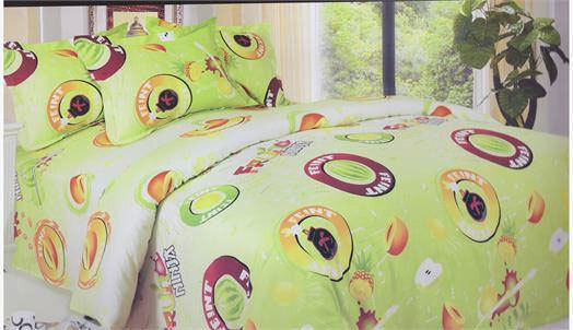 VS Home Single Set with Elastic Band Fruits Green 160x230cm