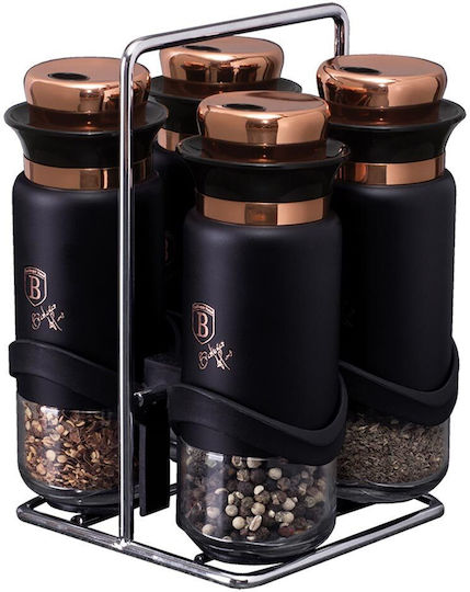 Berlinger Haus Inox Tabletop Spice Rack with Stand Black 4pcs