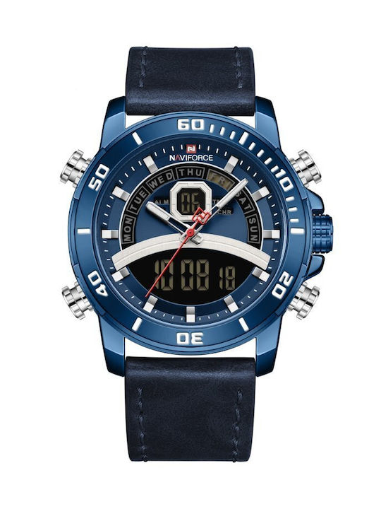 Naviforce Watch Battery with Blue Leather Strap