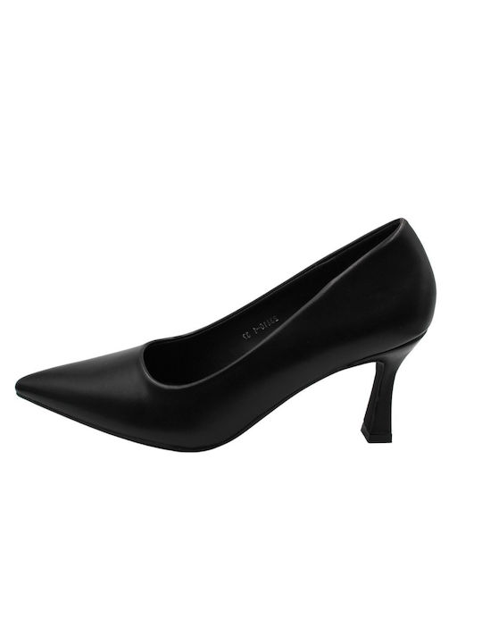 Plato Synthetic Leather Pointed Toe Black Medium Heels