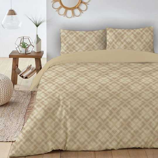 Isadore Lorraine Duvet Cover Set Cotton Single with Pillowcase 160x245 Geometrica Beige