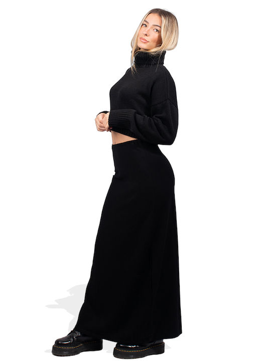 Combos Knitwear Maxi Skirt in Black color