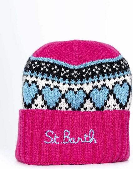 Beanie Unisex Beanie Knitted in Fuchsia color