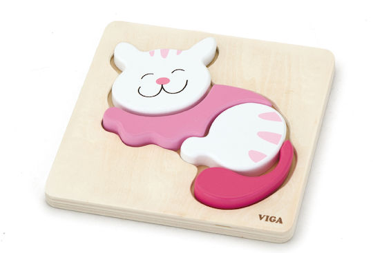 Wooden Kids Peg Puzzle Kitten Pink for 1.5+ years+ Years 4pcs Viga Toys