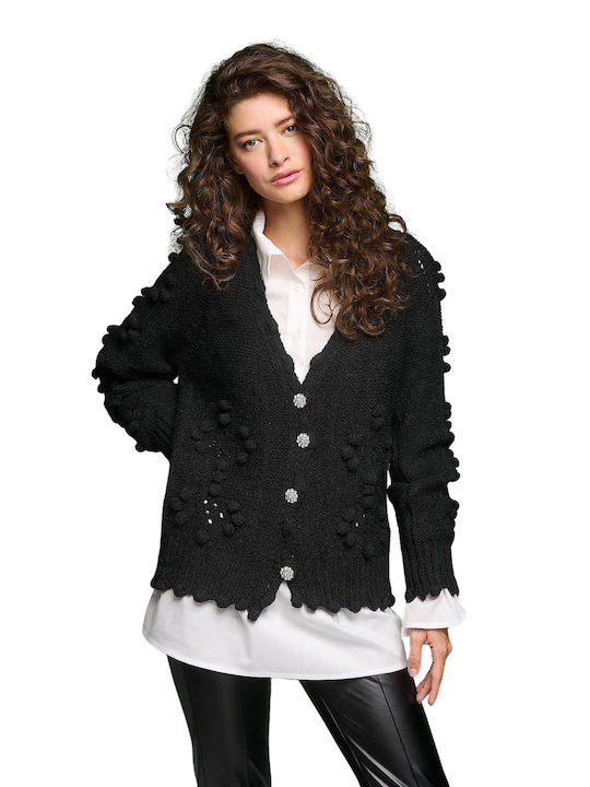 Cinderella Women's Knitted Cardigan with Buttons Black.