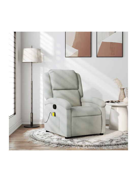 Relax Armchair Massage with Footstool Velvety Light Grey