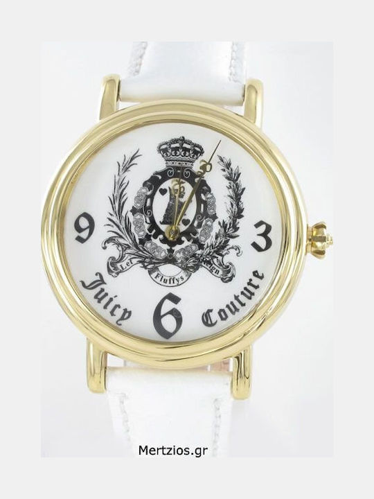 Juicy Couture Γυναικείο Ρολόι Μπαταρίας με Λευκό Δερμάτινο Λουράκι