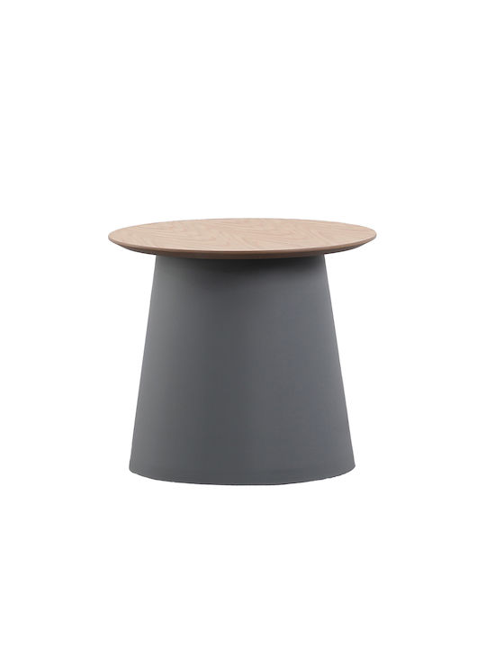 Round Side Table Tech Wooden Gray L49xW49xH42.4cm