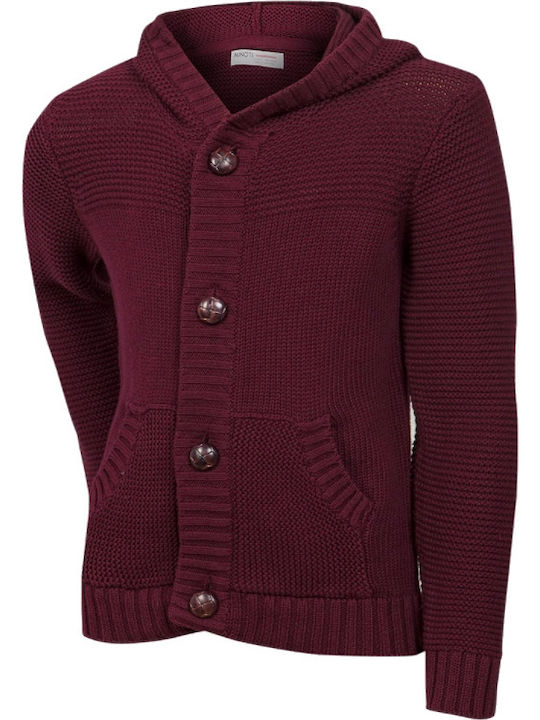 Kinderstrickjacke mit Kapuze Burgundisch